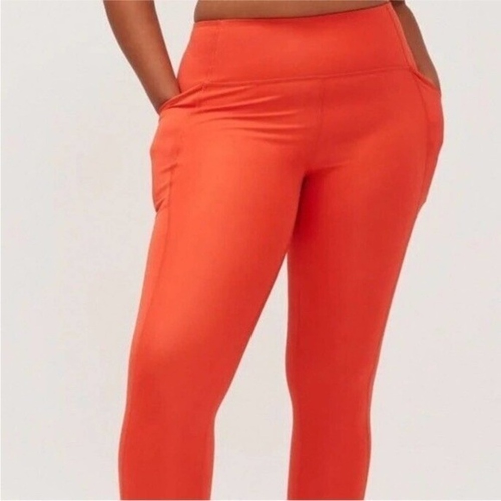 Girlfriend Collective Compression Crop Pocket Leggings Orange Tart Size M NWOT